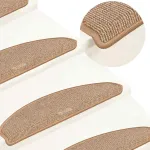 Covorașe pentru scări, 15 buc., 65x21x4 cm, maro deschis, semirotunde, mari GartenMobel Dekor