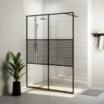 Paravan de duș walk-in negru 140x195 cm sticlă ESG transparentă GartenMobel Dekor