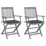 Scaune pliabile de exterior, cu perne, 2 buc. lemn masiv acacia GartenMobel Dekor