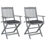 Scaune pliabile de exterior, cu perne, 2 buc. lemn masiv acacia GartenMobel Dekor