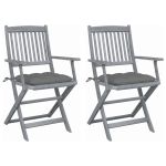 Scaune pliabile de exterior, cu perne, 2 buc. lemn masiv acacia GartenMobel Dekor