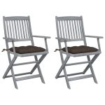 Scaune pliabile de exterior, cu perne, 2 buc. lemn masiv acacia GartenMobel Dekor