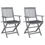 Scaune pliabile de exterior cu perne, 2 buc., lemn masiv acacia GartenMobel Dekor