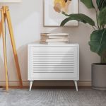 Ușă de dulap design lambriu, alb, 39,5x59,4 cm, lemn masiv pin GartenMobel Dekor