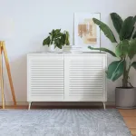 Uși dulap design lambriu 2 buc. alb 69x59,4 cm, lemn masiv pin GartenMobel Dekor