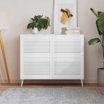 Uși dulap design lambriu 4 buc. alb 39,5x59,4 cm lemn masiv pin GartenMobel Dekor