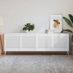 Uși dulap design lambriu 4 buc. alb 61,5x59,4 cm lemn masiv pin GartenMobel Dekor