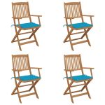 Scaune grădină pliabile, 4 buc., cu perne, lemn masiv de acacia GartenMobel Dekor