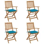 Scaune grădină pliabile, cu perne, 4 buc., lemn masiv de acacia GartenMobel Dekor