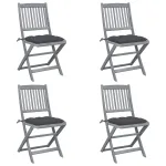 Scaune pliabile de exterior, cu perne, 4 buc. lemn masiv acacia GartenMobel Dekor