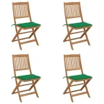 Scaune grădină pliabile cu perne, 4 buc., lemn masiv de acacia GartenMobel Dekor