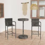 Set mobilier bar de grădină, 3 piese, gri, poliratan GartenMobel Dekor