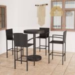 Set mobilier bar de grădină, 5 piese, negru, poliratan GartenMobel Dekor