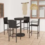 Set mobilier bar de grădină, 5 piese, negru, poliratan GartenMobel Dekor