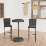Set mobilier bar de grădină, cu perne, 3 piese, gri, poliratan GartenMobel Dekor