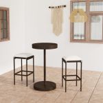 Set mobilier bar de grădină, cu perne, 3 piese, maro, poliratan GartenMobel Dekor