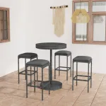 Set mobilier bar de grădină cu perne, 5 piese, gri, poliratan GartenMobel Dekor