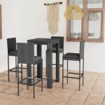Set mobilier bar de grădină cu perne, 5 piese, gri, poliratan GartenMobel Dekor