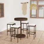 Set mobilier bar de grădină cu perne, 5 piese, maro, poliratan GartenMobel Dekor