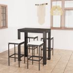 Set mobilier bar de grădină cu perne, 5 piese, negru, poliratan GartenMobel Dekor
