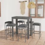Set mobilier bar de grădină cu perne, 7 piese, gri, poliratan GartenMobel Dekor