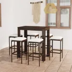 Set mobilier bar de grădină cu perne, 7 piese, maro, poliratan GartenMobel Dekor