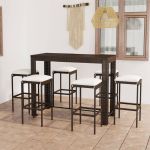 Set mobilier bar de grădină cu perne, 7 piese, maro, poliratan GartenMobel Dekor