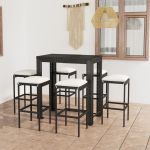 Set mobilier bar de grădină cu perne, 7 piese, negru, poliratan GartenMobel Dekor