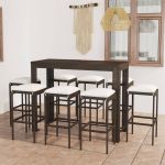 Set mobilier bar de grădină cu perne, 9 piese, maro, poliratan GartenMobel Dekor