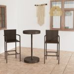 Set mobilier de bar de grădină, 3 piese, maro, poliratan GartenMobel Dekor