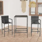 Set mobilier bar de grădină, 3 piese, gri, poliratan GartenMobel Dekor