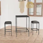 Set mobilier bar de grădină, cu perne, 3 piese, gri, poliratan GartenMobel Dekor