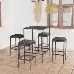 Set mobilier bar de grădină, cu perne, 5 piese, gri, poliratan GartenMobel Dekor
