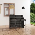 Set mobilier bar de grădină cu perne, 3 piese, gri GartenMobel Dekor
