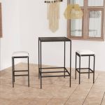 Set mobilier bar de grădină cu perne, 3 piese, negru, poliratan GartenMobel Dekor