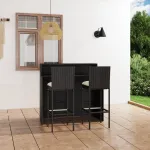Set mobilier bar de grădină cu perne, 3 piese, negru GartenMobel Dekor