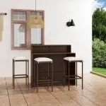 Set mobilier bar de grădină cu perne, 4 piese, maro GartenMobel Dekor