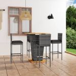 Set mobilier bar de grădină cu perne, 5 piese, gri, poliratan GartenMobel Dekor