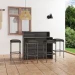 Set mobilier bar de grădină cu perne, 5 piese, gri GartenMobel Dekor