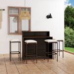 Set mobilier bar de grădină cu perne, 5 piese, maro GartenMobel Dekor