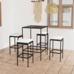 Set mobilier bar de grădină cu perne, 5 piese, negru, poliratan GartenMobel Dekor
