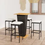 Set mobilier bar de grădină cu perne, 5 piese, negru, poliratan GartenMobel Dekor