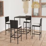 Set mobilier bar de grădină cu perne, 5 piese, negru, poliratan GartenMobel Dekor