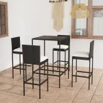 Set mobilier bar de grădină cu perne, 5 piese, negru, poliratan GartenMobel Dekor