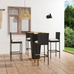 Set mobilier bar de grădină cu perne, 5 piese, negru, poliratan GartenMobel Dekor