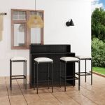 Set mobilier bar de grădină cu perne, 5 piese, negru GartenMobel Dekor