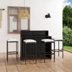 Set mobilier bar de grădină cu perne, 5 piese, negru GartenMobel Dekor