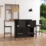 Set mobilier bar de grădină cu perne, 5 piese, negru GartenMobel Dekor
