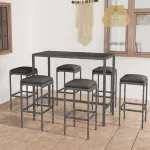 Set mobilier bar de grădină cu perne, 7 piese, gri, poliratan GartenMobel Dekor
