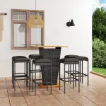 Set mobilier bar de grădină cu perne, 9 piese, gri, poliratan GartenMobel Dekor